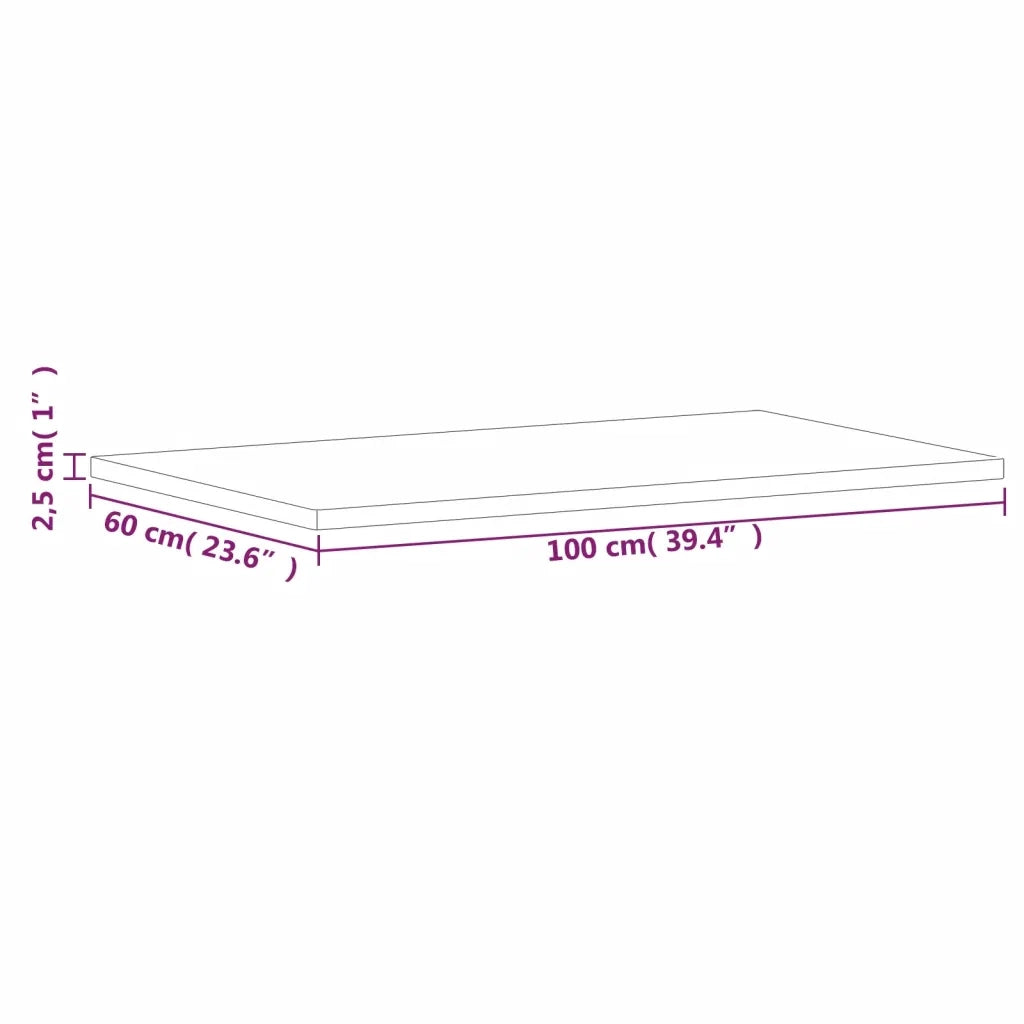 Piano Tavolo 100x60x2,5cm Rettangolare Legno Massello di Faggio
