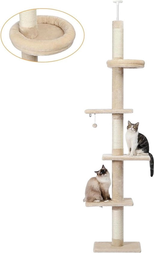 Catena di arrampicata in 5 livelli regolabile da pavimento a soffitto in beige