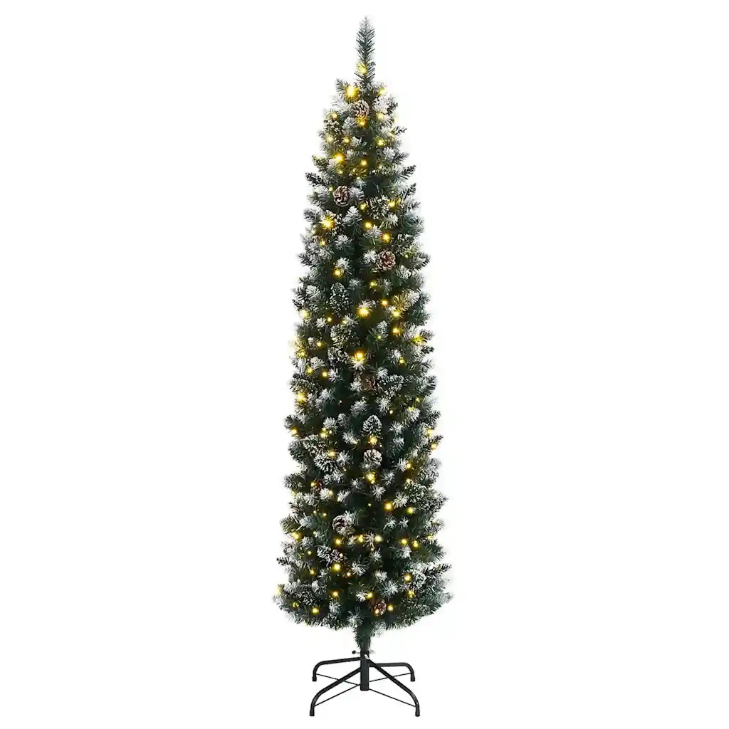 vidaXL Albero di Natale Artificiale Sottile con 300 LED 180 cm