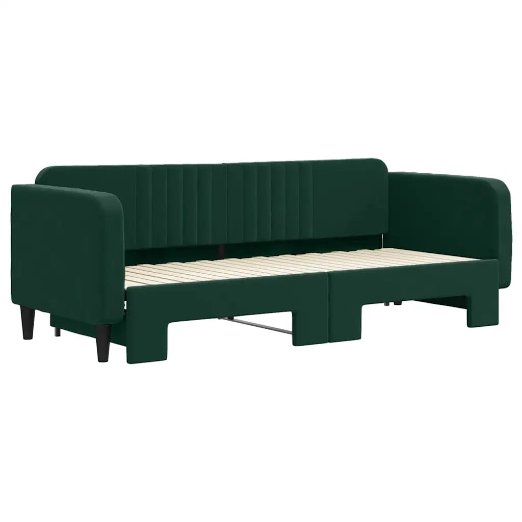 Divano Letto con Letto Estraibile Verde Scuro 80x200cm Velluto