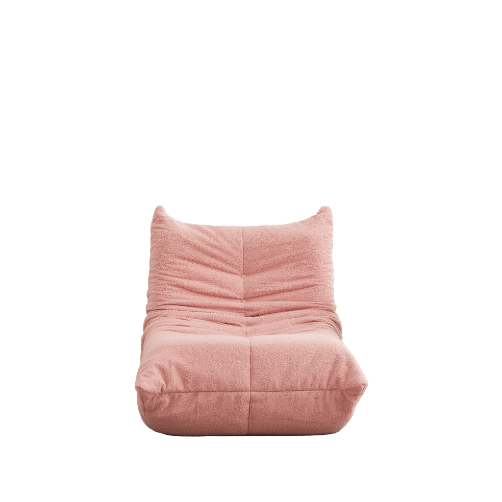 Poltrona modulare da pavimento in ciniglia rosa, con schiuma ad alta resilienza e design ergonomico