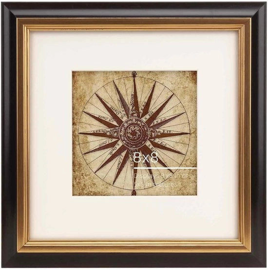 Fotolijst in legno 20x20 cm nero/oro con passe-partout per 13x13 cm - da appendere al muro o sulla mensola