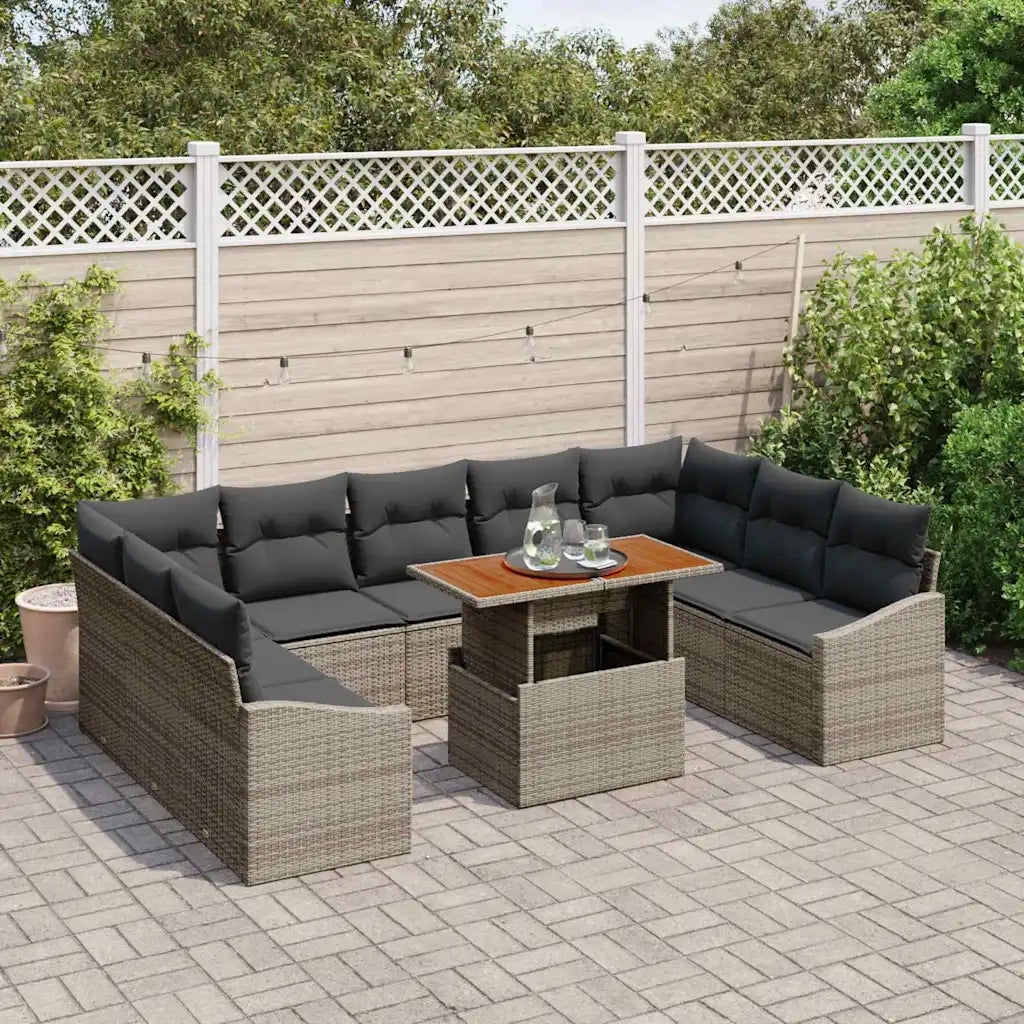 Set Divano da Giardino 10 pcs Grigio Poly Rattan 3358617