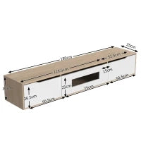 Mobile TV Moderno in Bianco Lucido e Legno, Illuminazione LED a Cambio Colore, 180x35x30 cm, Bianco