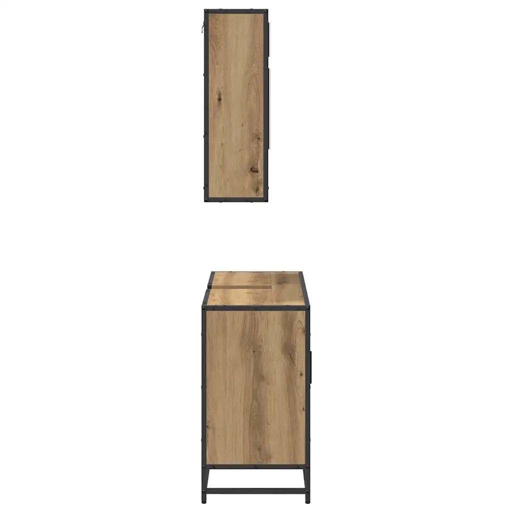 Set di mobili per il bagno con porta 2 pcs Rovere artigianale 3402528