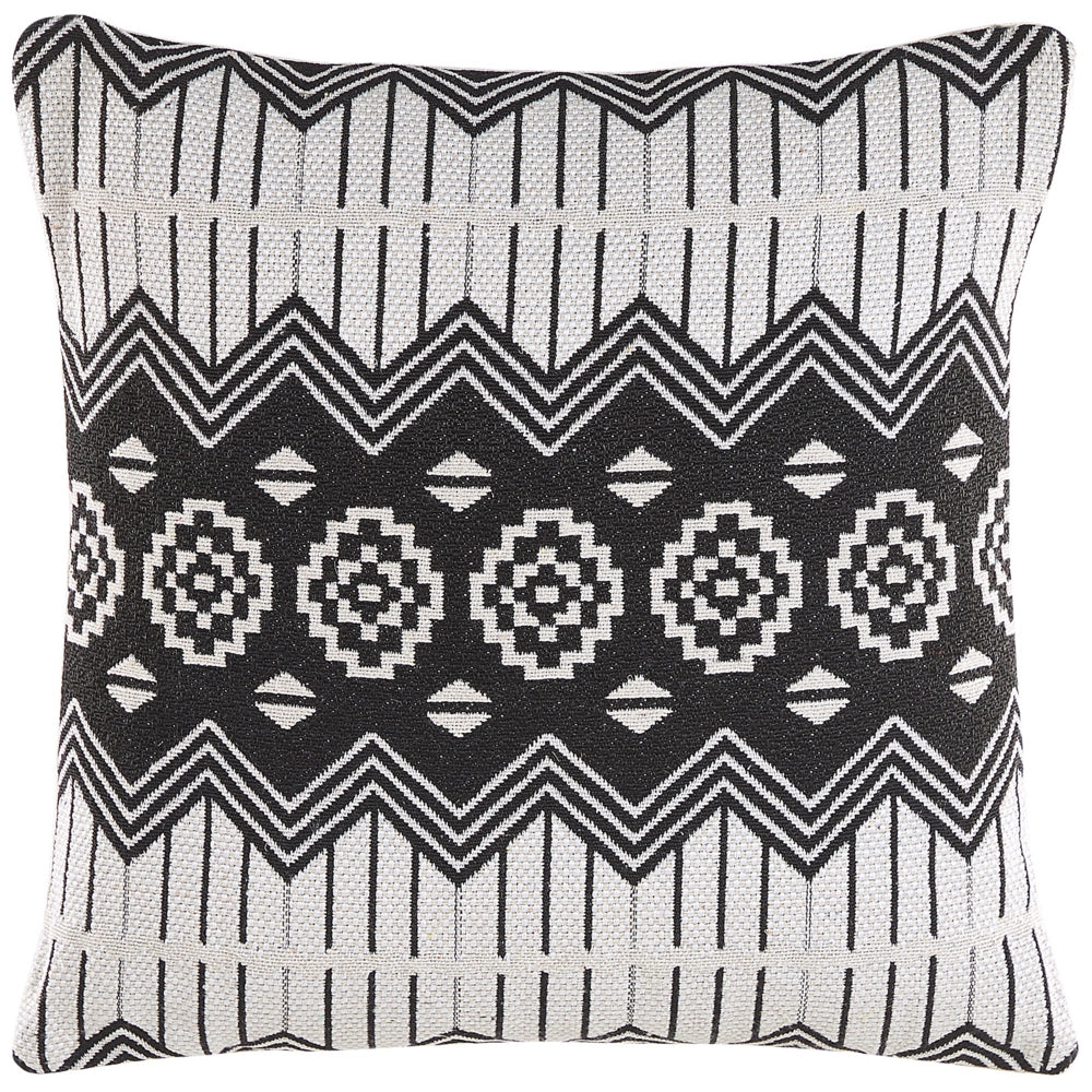 Set di 2 cuscini decorativi in cotone bianco e nero 45 x 45 cm federe rimovibili con imbottitura in poliestere