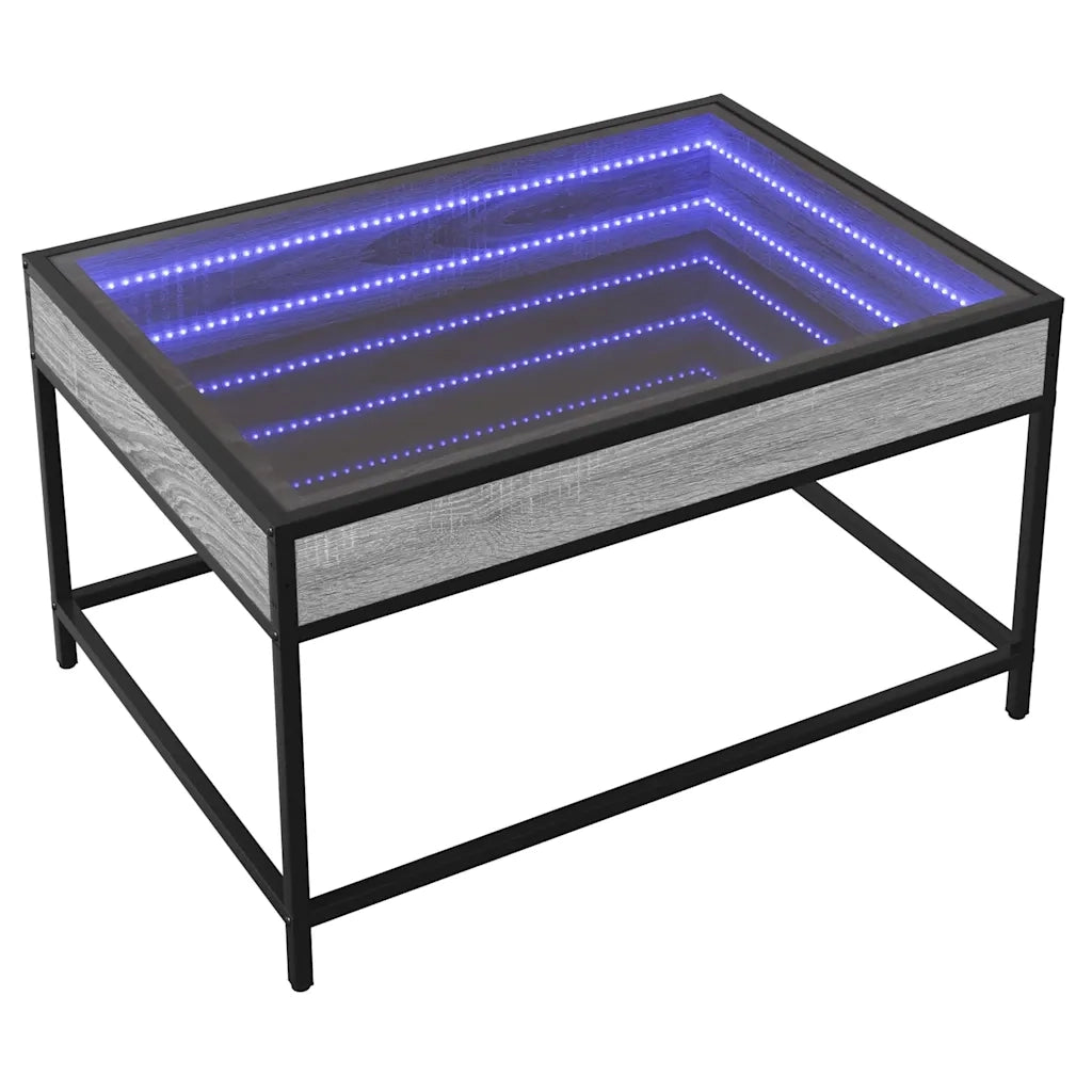 vidaXL Tavolino da Salotto con LED Infinity Grigio Sonoma 70x50x41 cm