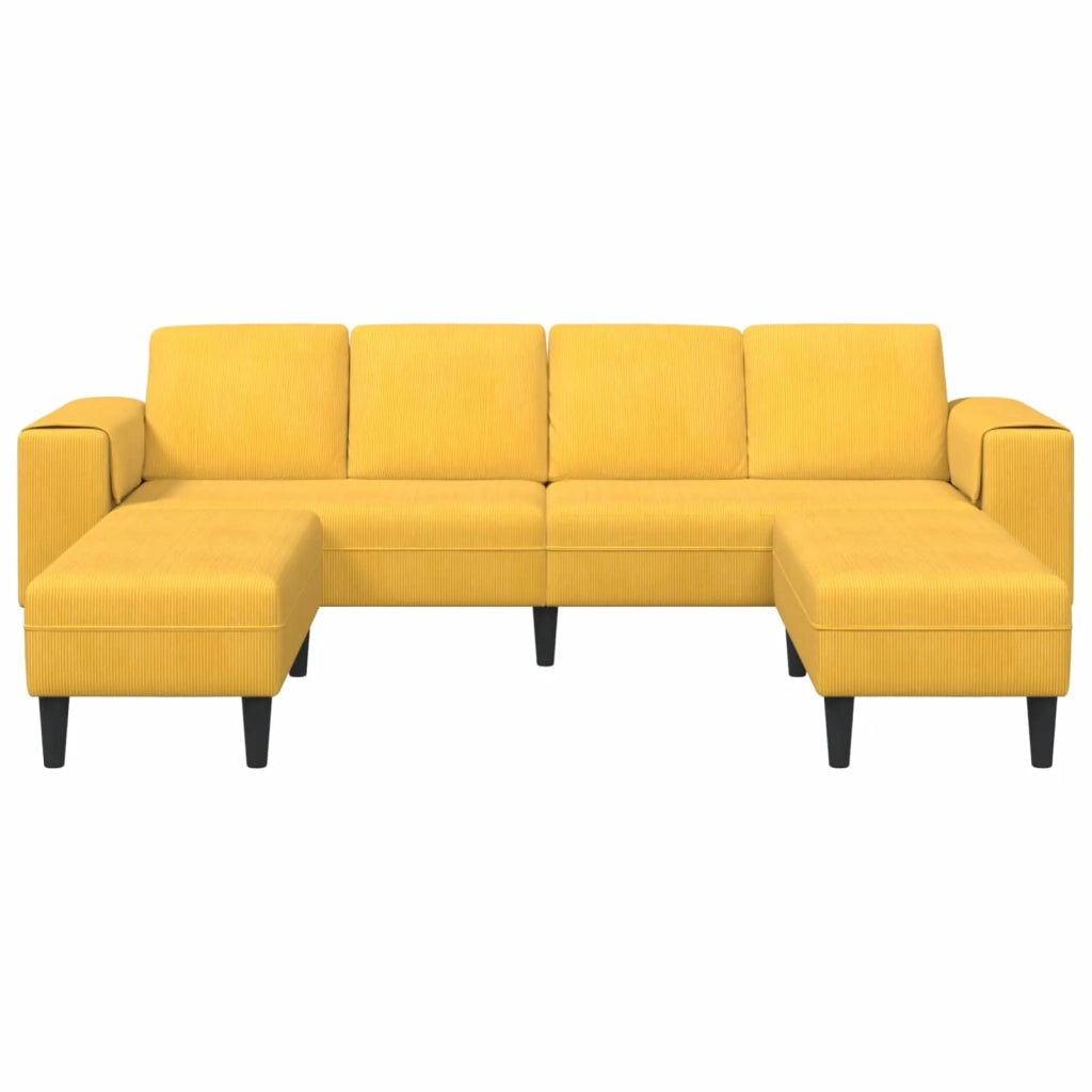 Divano Giallo Chiaro 250 x 188 x 76 cm Tessuto in Cords 3335137