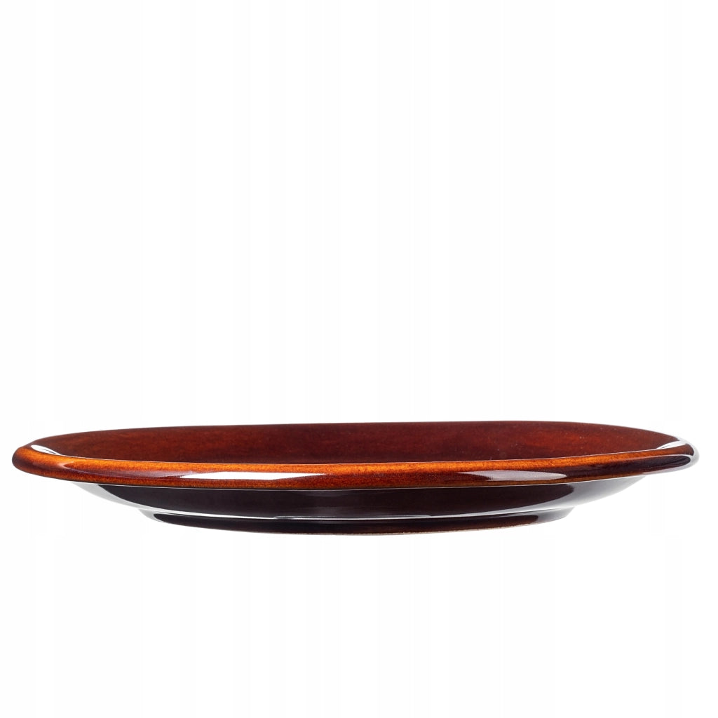 Piatto piano KADAX 24 cm in ceramica, gres, grande, marrone