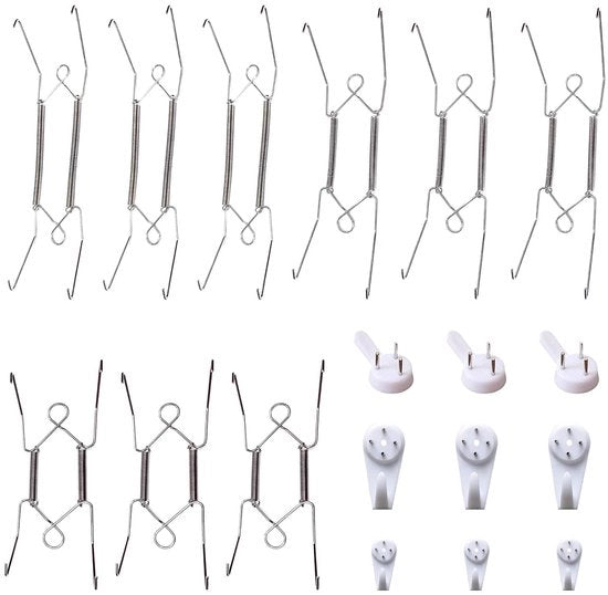 Haken per Parete per Piatti Decorativi - Acciaio Inossidabile - 9 pezzi - Ossigeno Antiossidante - Fissi con Kunststof - Sicuri e affidabili - 9 pezzi - Materiali: Acciaio Inossidabile
