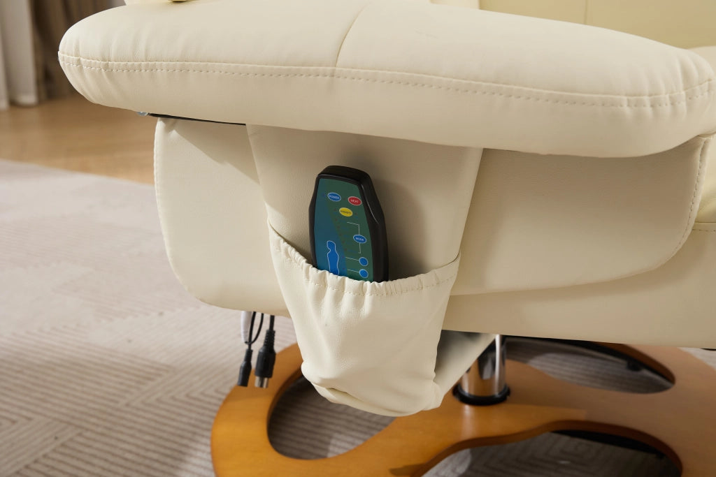 Poltrona Relax Massaggiante Reclinabile con Poggiapiedi Girevole ¨C MINIMAL ¨C Similpelle Bianco