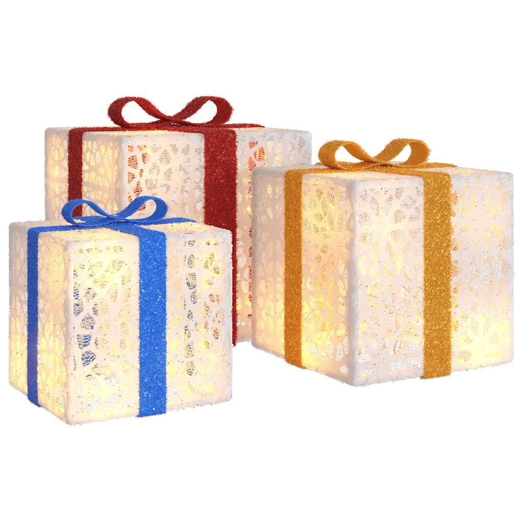 Pacchi di Natale Illuminati 3 pz 64 LED Bianco Caldo CFW9584696