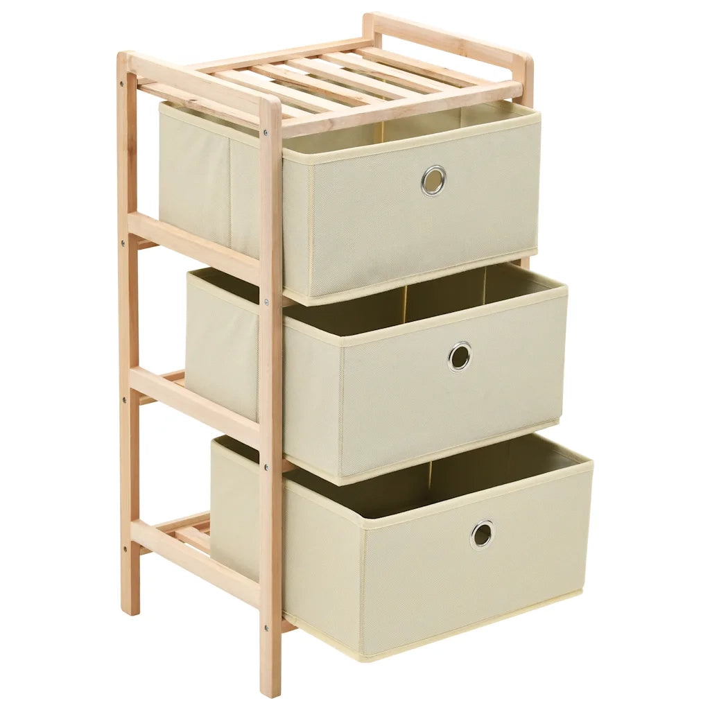 Scaffali con 3 Cesti in Tessuto 2 pz in Legno di Cedro Beige 276231