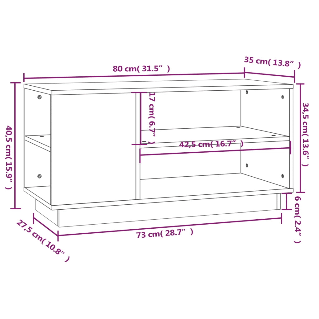 Mobile Porta TV Miele 80x35x40,5 cm in Legno Massello di Pino cod mxl 18253