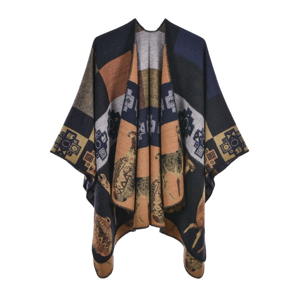 Sciarpa-mantella da donna, spessa ed extra large con spacchi, perfetta per l'autunno e l'inverno.
