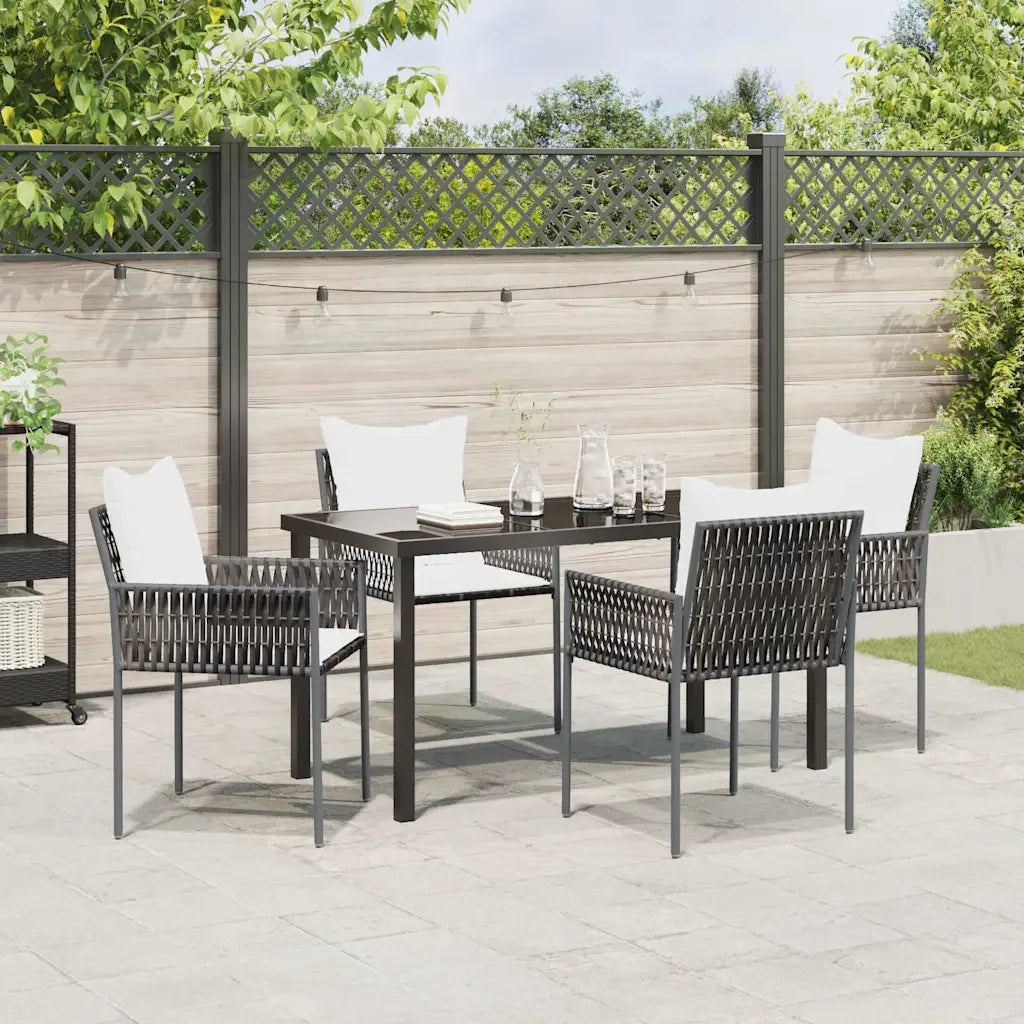 Set da Pranzo per Giardino 5 pcs Marrone e Nero Rattan in PE