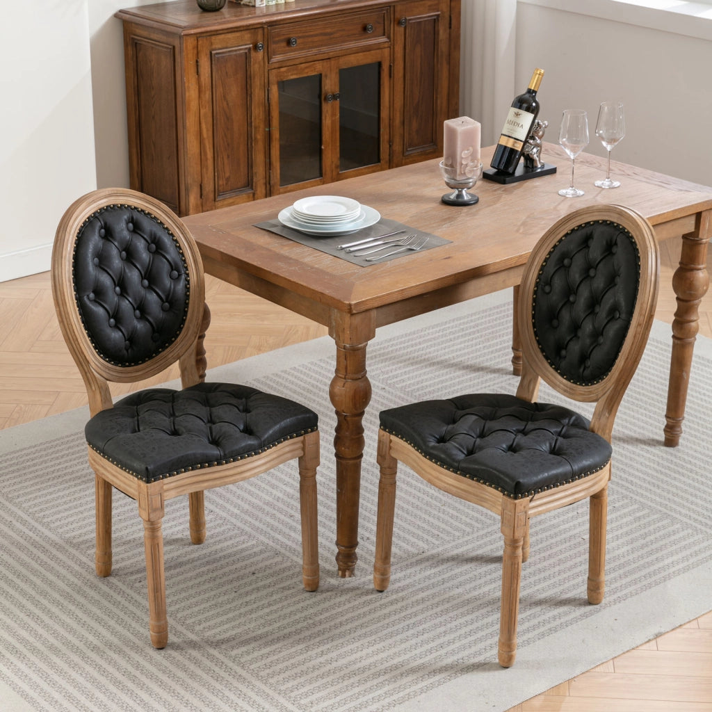 SEDIA Da pranzo Set da 2 pezzi Schienale ovale in PU Nero