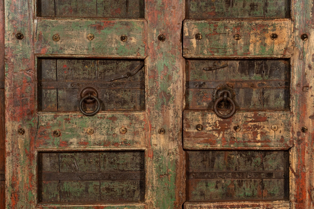Biscottini Porta portone in legno massello e ferro da interno o da esterno vecchia e antica medievale scorrevole