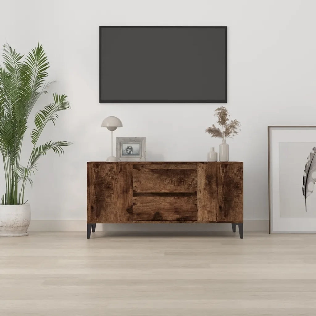Mobile Porta TV-Mobile per TV-Credenza TV Rovere Fumo 102x44,5x50 cm in Legno Multistrato 297896