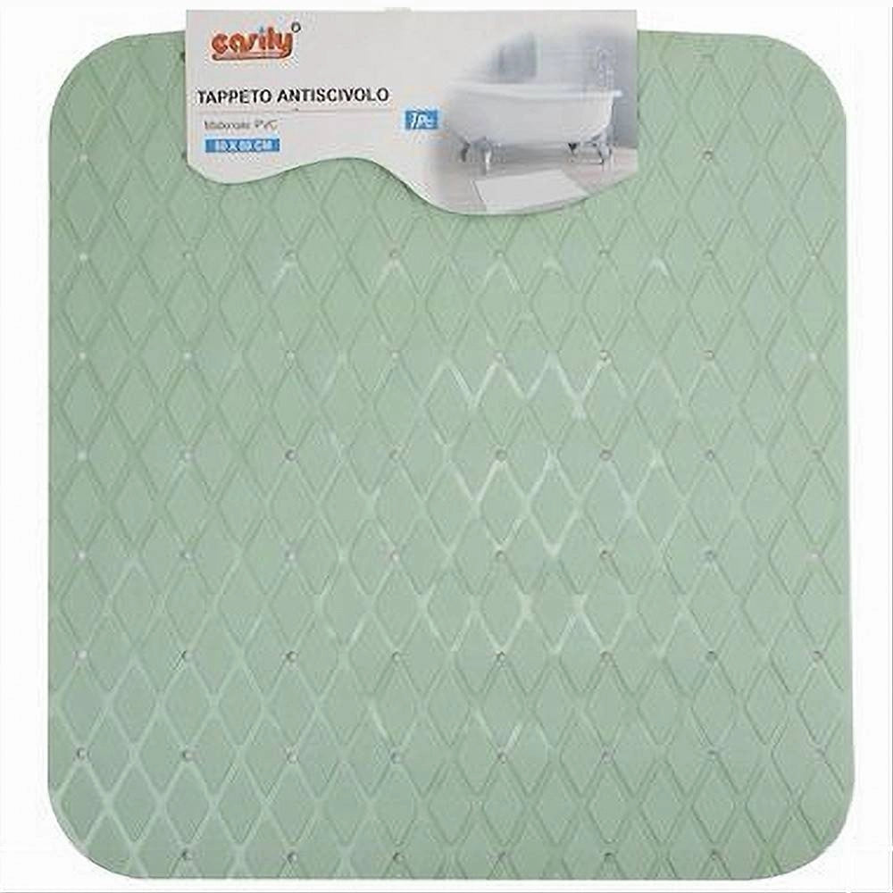 Trade Shop - Tappeto Tappetino In Pvc Antiscivolo Per Vasca Bagno Doccia 50x50cm 79728 Verde -