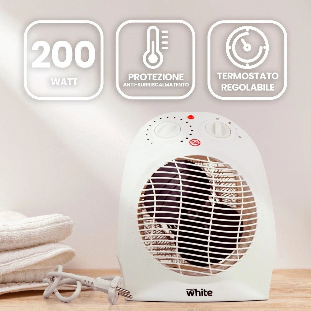 Termoventilatore elettrico da bagno 230V con potenza regolabile