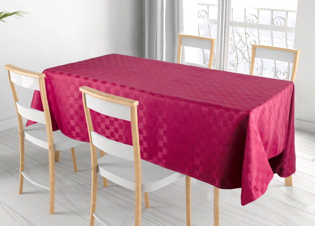 Tovaglia Cucina Soggiorno Antimacchia Idrorepellente Jacquard In Mod. Scaccomatto Bordeaux - 100x100cm - Bordeaux