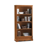 Libreria 1 cassetto 4 ripiani arte povera in legno massello e mdf con rifinitura in noce 94x36x189 H