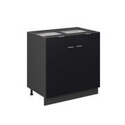 Vicco Mobiletto base per cucina Nero a righe 80 cm senza piano di lavoro
