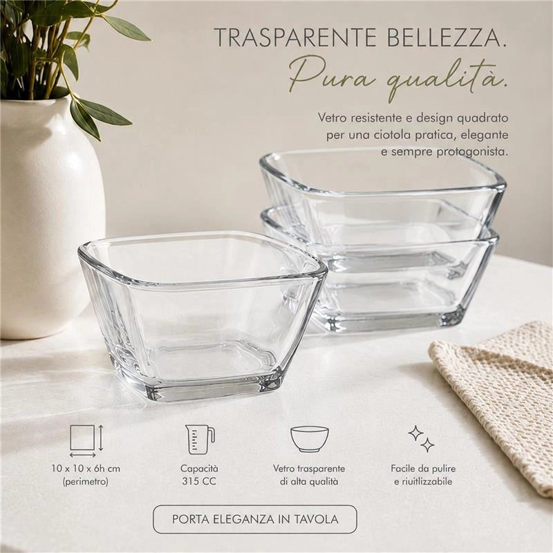SET 3 CIOTOLINE IN VETRO TRASPARENTE DA APERITIVO - 10X6H CM