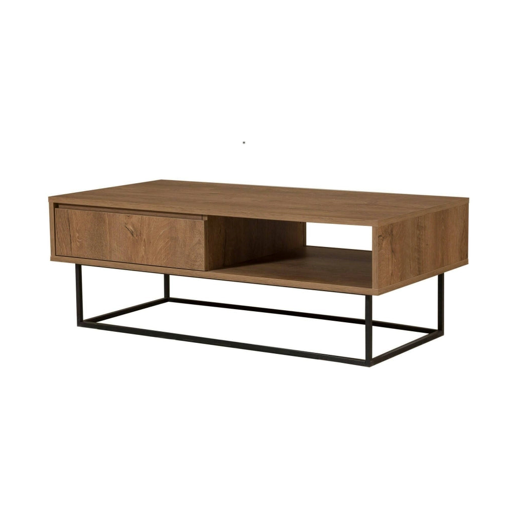 Tavolino da salotto Bard, Tavolo basso da caffè, Portariviste per divano, Ripiano da soggiorno, 120x60h43 cm, Noce e Nero