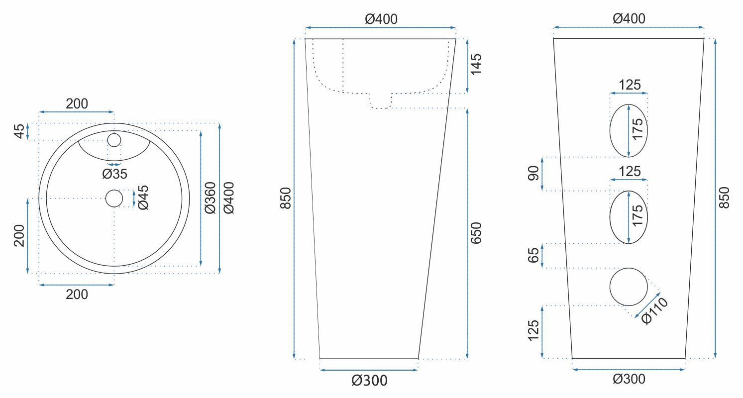 Lavabo Monolitico Rea Blanka Black