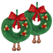 Set di 2 cuscini decorativi verdi in tessuto rotondo da 45 cm Motivo natalizio Ghirlanda Accessorio decorativo