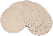 Set di tovagliette per tavolo da 6 - Tovaglietta rotonda - Resistente al calore - Lavabile - Intrecciata - 38 cm - Tovagliette in cotone duraturo