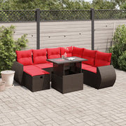 Set Divani da Giardino 8 pz con Cuscini Marrone in Polyrattan 3275164
