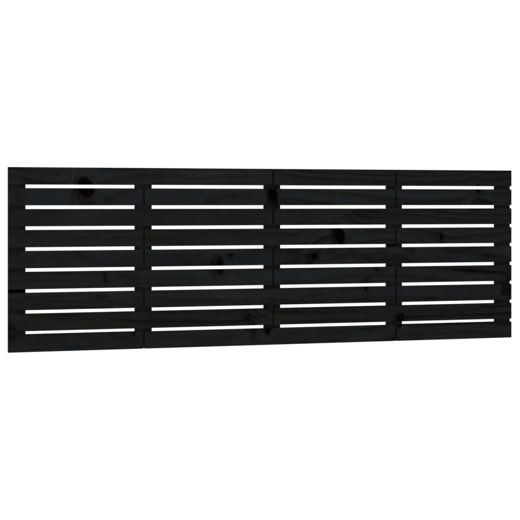 Testiera da Parete Nera 166x3x63 cm in Legno Massello di Pino