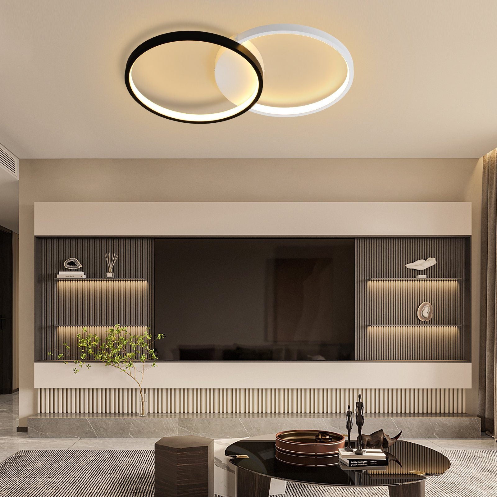 ZMH Lampada da soffitto plafoniera LED moderna bianco nero per camera letto