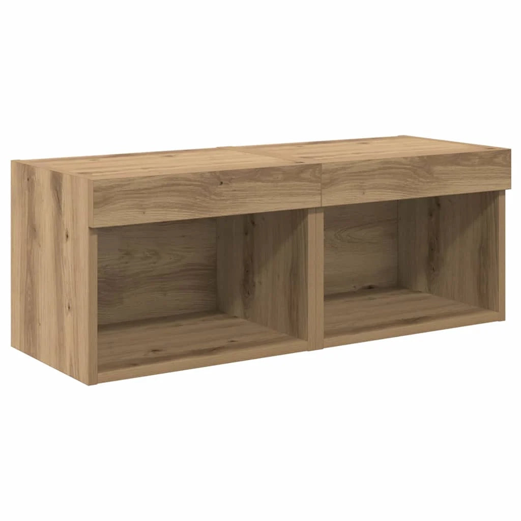 Set di 8 moderni mobili TV da parete con LED design minimalista 30 x 28,5 x 30 cm finitura rovere ingegnerizzato realizzati a mano 02_0056083