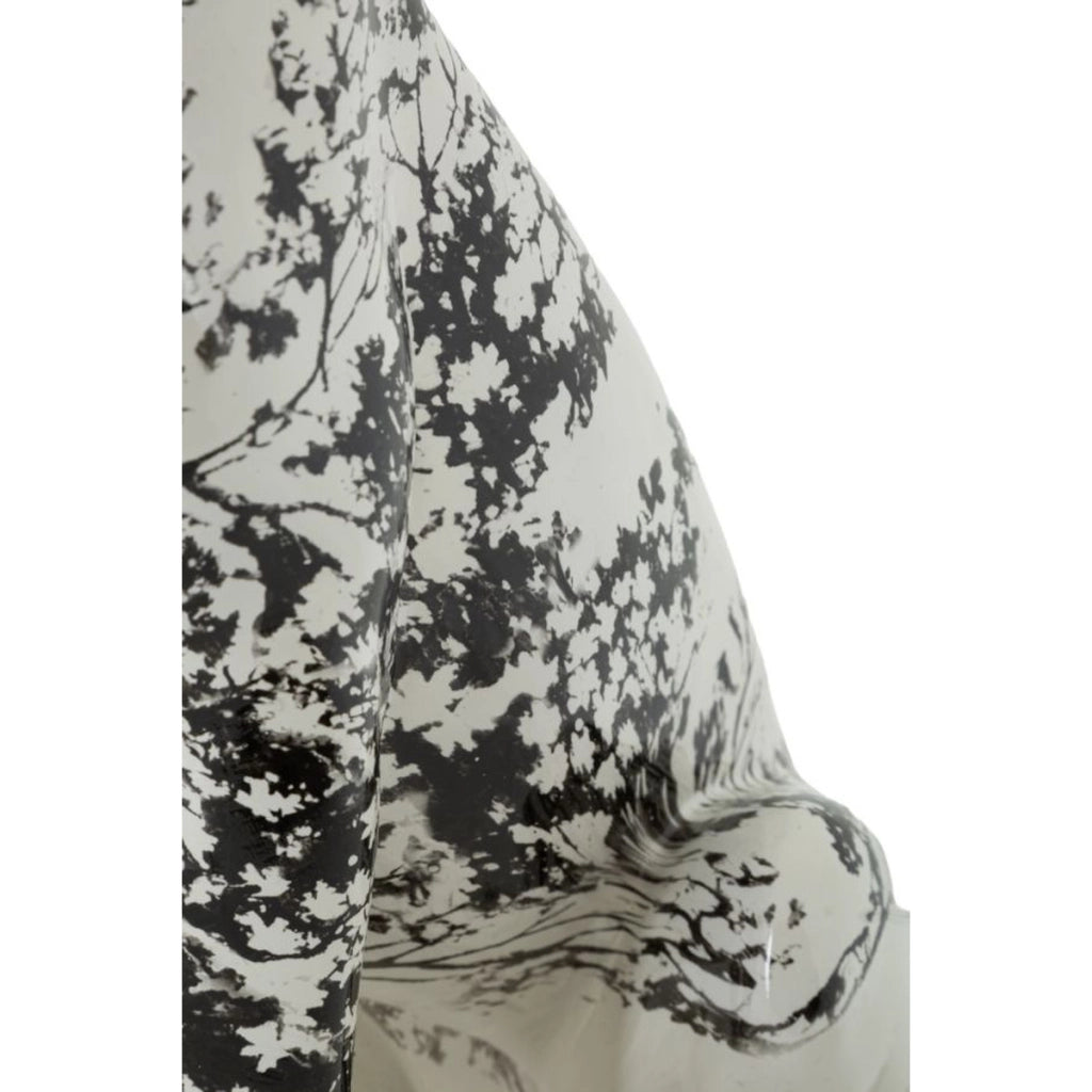 Scultura leopardo in poliresina bianco e nero
