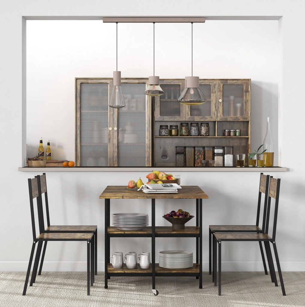Tavolo da pranzo pieghevole con ripiani e ruote 140x80 cm