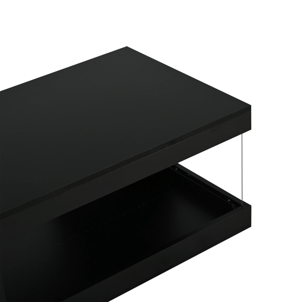 Tavolino da Caff¨¨ con LED e Vetro Temperato ¨C MINIMAL ¨C Nero, 100x50x35