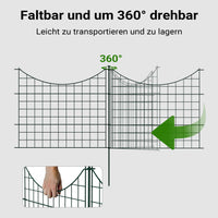 Recinzione giardino, set con 5 elementi verdi con bordo curvo, recinzione in rete metallica 770 x 8 x 640 mm, recinto a innesto di facile montaggio