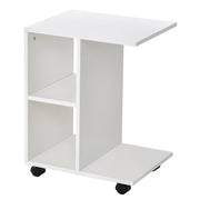 Tavolino da Salotto 45x35x58 cm 2 Ripiani con Ruote Bianco