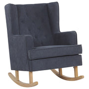 Sedia a Dondolo in Tessuto di colore Grigio in Solido Legno Stile Classico Moderno