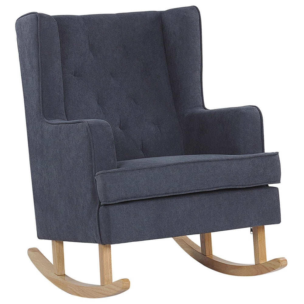 Sedia a Dondolo in Tessuto di colore Grigio in Solido Legno Stile Classico Moderno