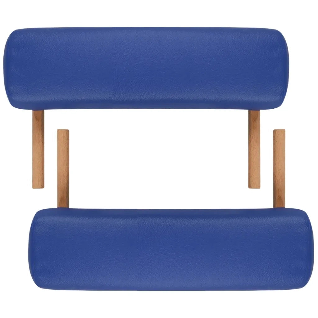 Lettino Pieghevole da Massaggio Blu 2 Zone con Telaio Legno CFW4808811