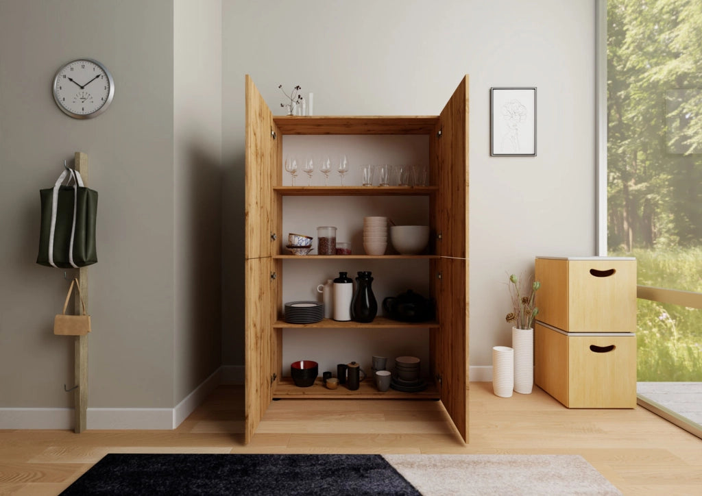Credenza Alta 4 Ante 100x35x165 cm Elios Quercia Natura