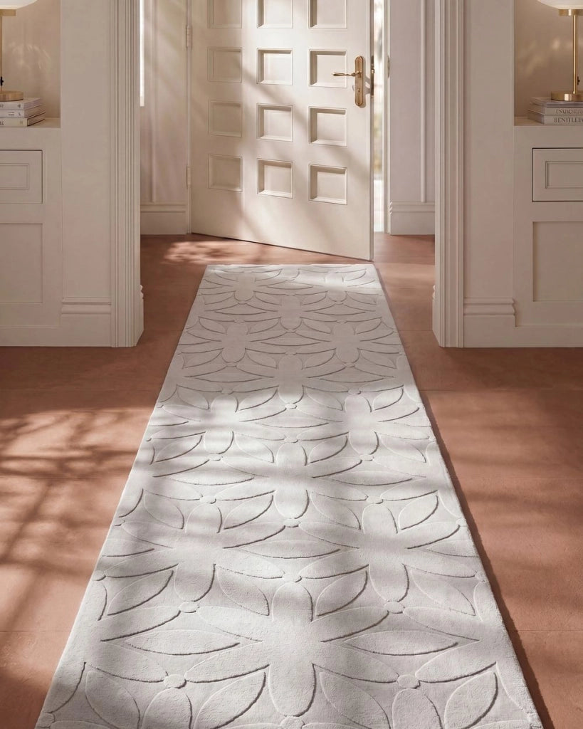 Tappeto Rettangolare Grigio chiaro in Tessuto Jacquard 80 x 300 cm