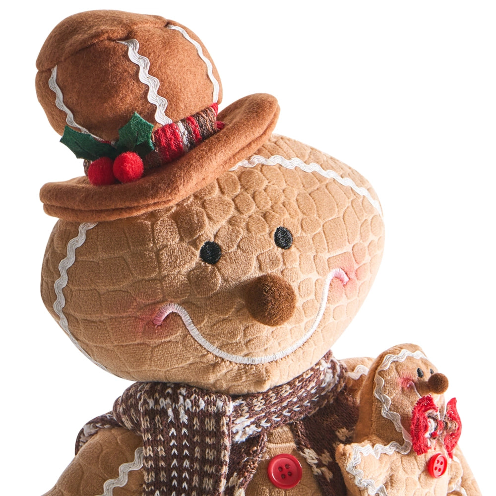 Set di 2 statuette decorative in tessuto marrone, peluche in piedi con l'Omino di Pan di Zenzero