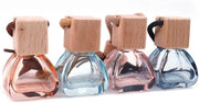 Set di Flessi Parfum Quadrati con Copertura in Legno di Betulla - Apertura Automatica con Rinfrescante per l'Automobile - 8 ml - Set da 4