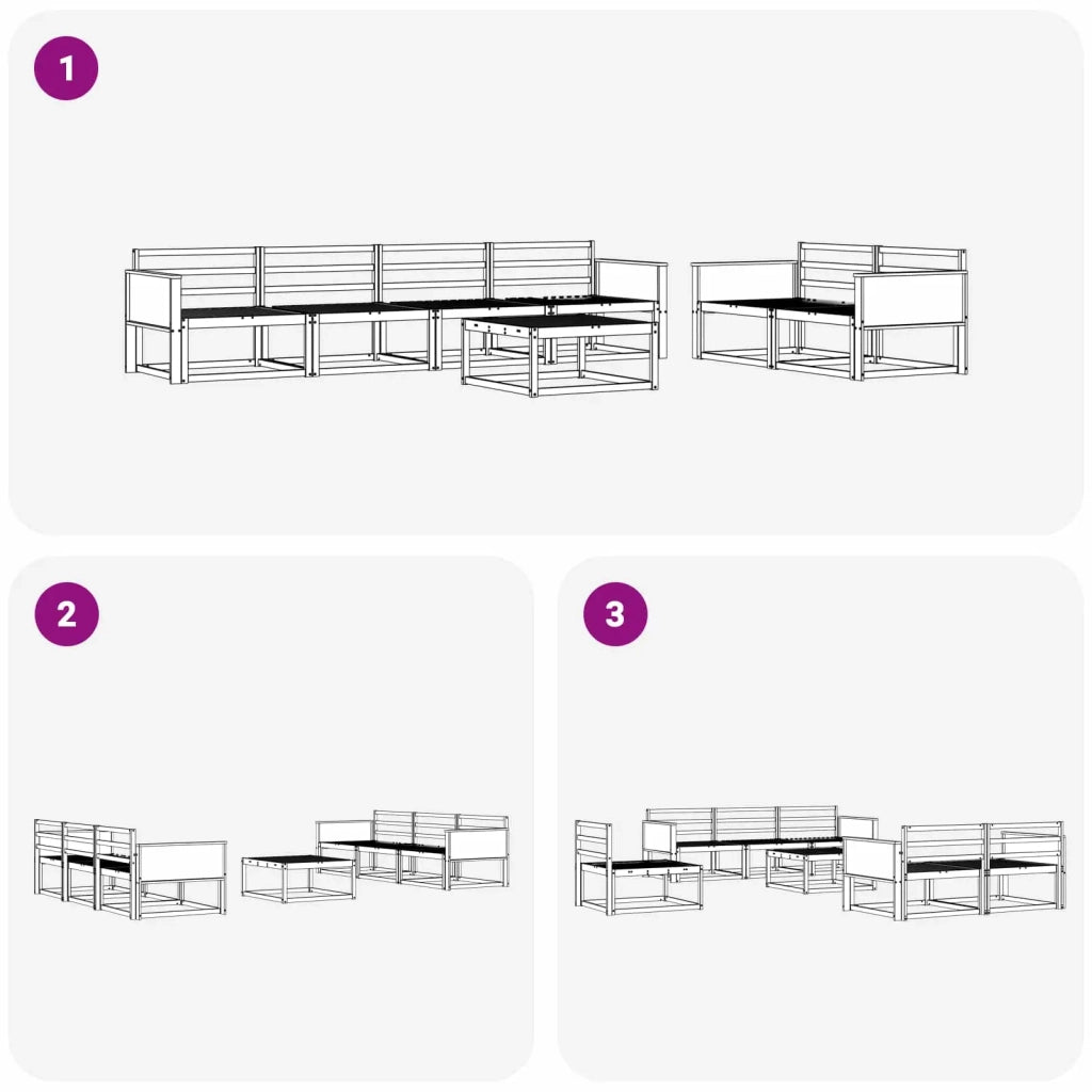 Set di divani da esterno 7 pcs Naturale